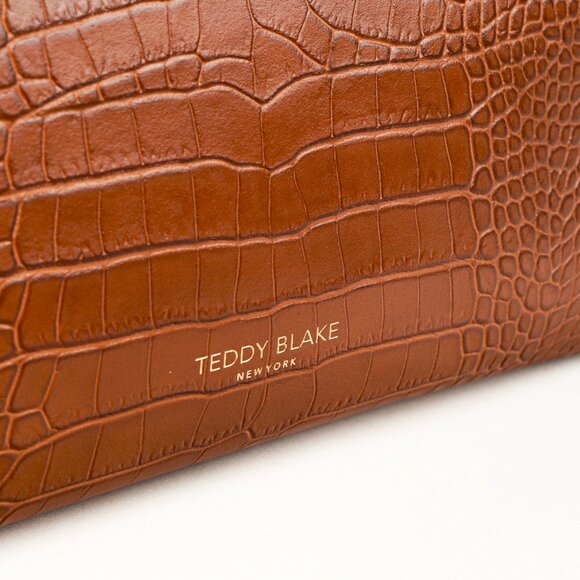 Teddy Blake Gigi Croco Camel Brown Top Handle Leather Handbag - Picture 8 of 12